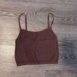 Stradivarius Chocolate Brown Ribbed Camisole